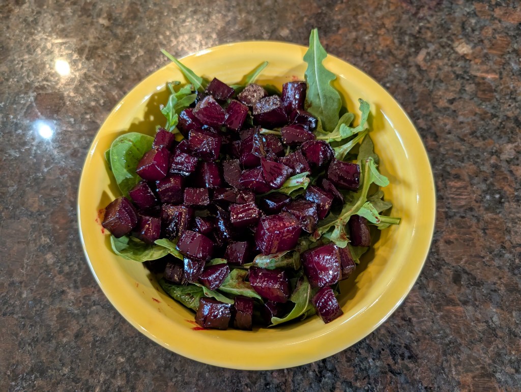 Honey-Roasted Beets on a bed of greens