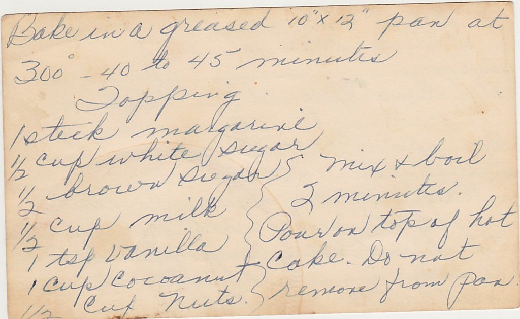 Back side of the recipe card