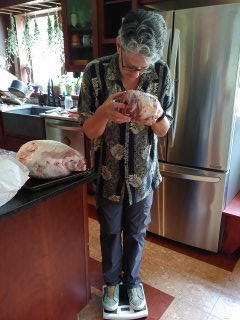 Who needs a kitchen scale when you can stand on a bigger scale with the thing you're trying to weigh?