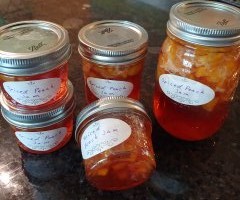 Spiced peach jam in jars. This is an older photo, hence the small resolution.