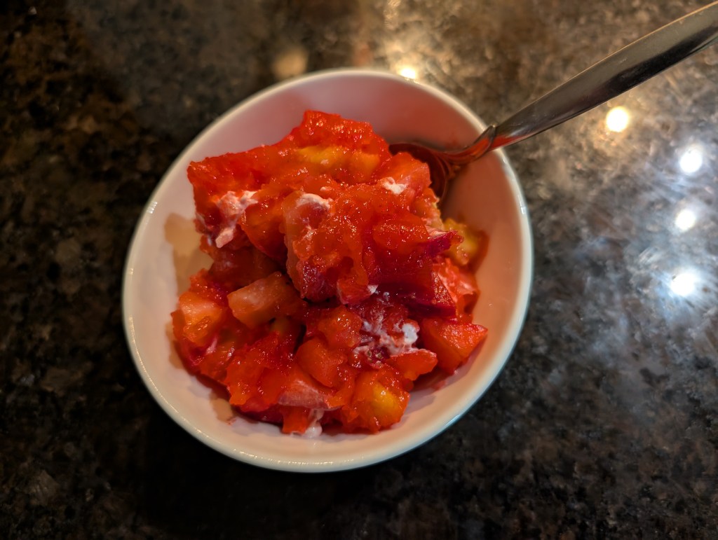 Strawberry salad in a small bowl