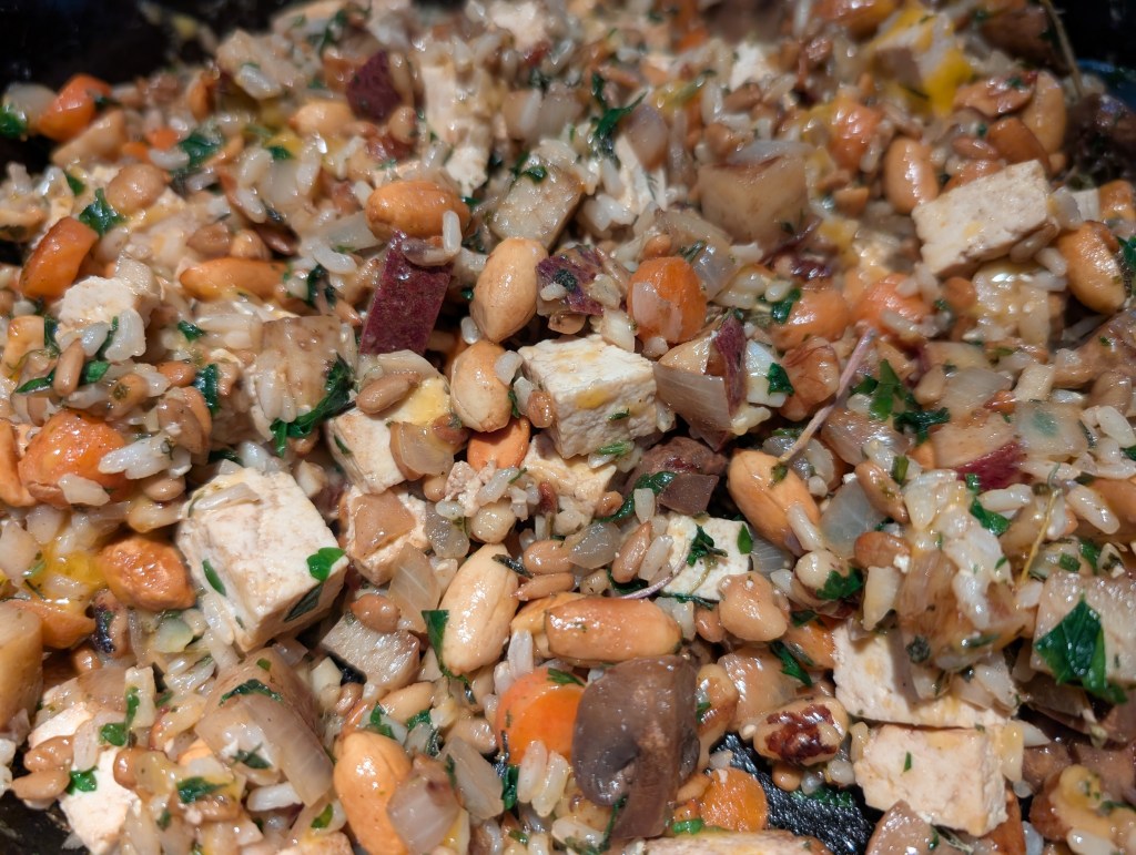 Close-up of nutloaf in the skillet