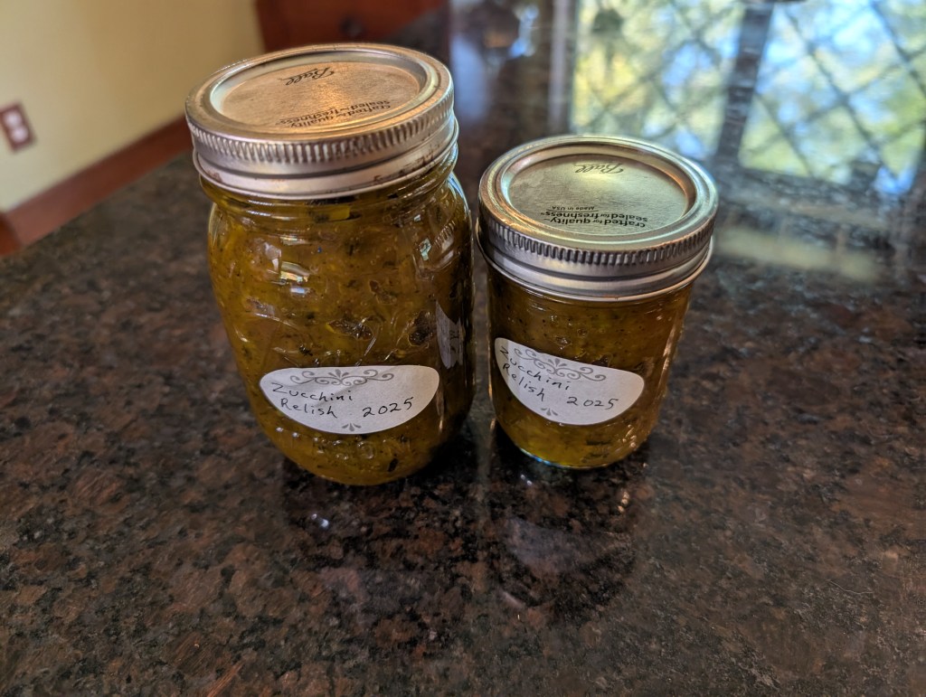 The smaller version of this recipe makes 1 1/2 pint jars.