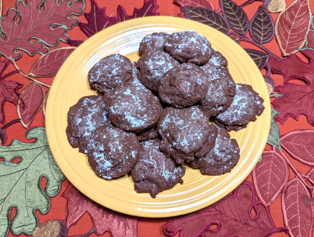 A platter of chocolate cookies