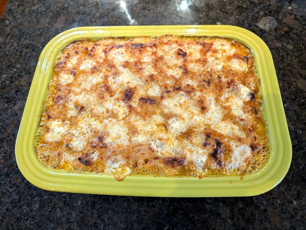 A 9 x 13-inch pan of mac and cheese